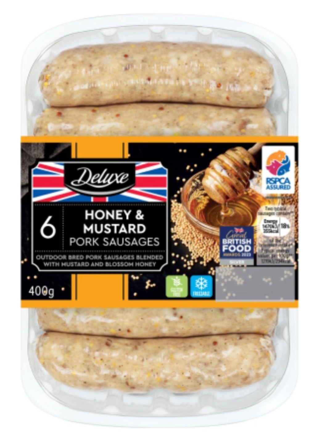 Cooked Honey and Mustard Pork Sausages