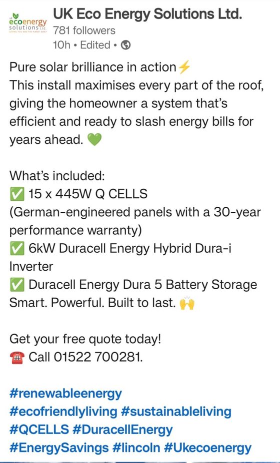 UK Eco Energy Solutions post